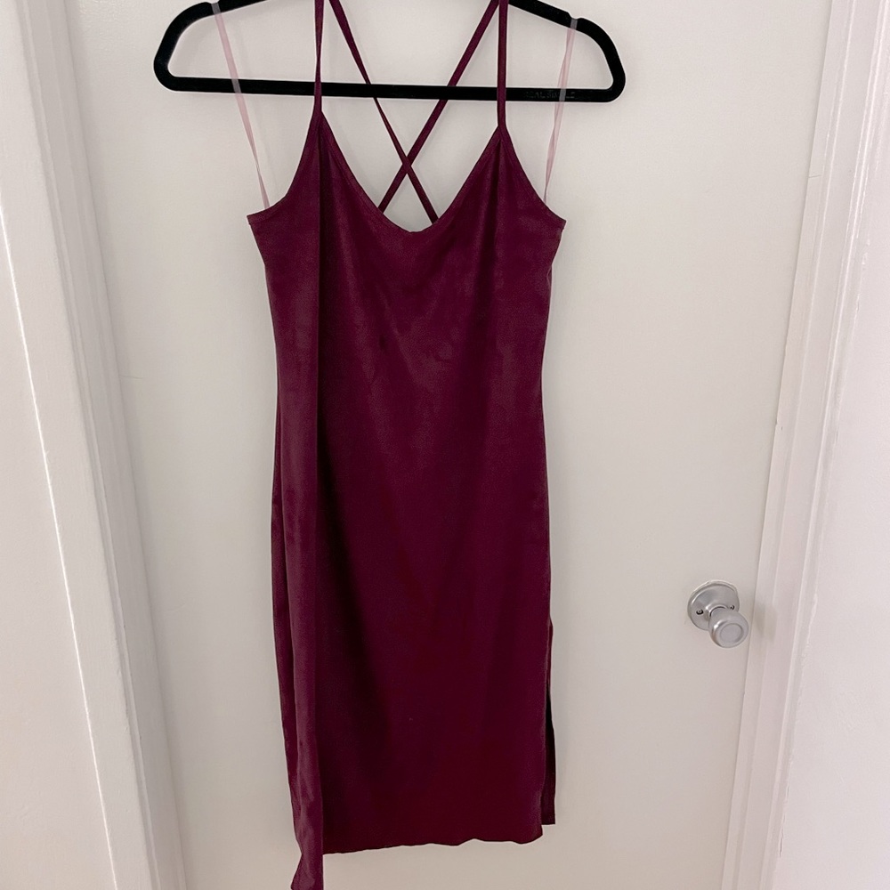 Dark red dress, suede like fabric, Fashion Nova